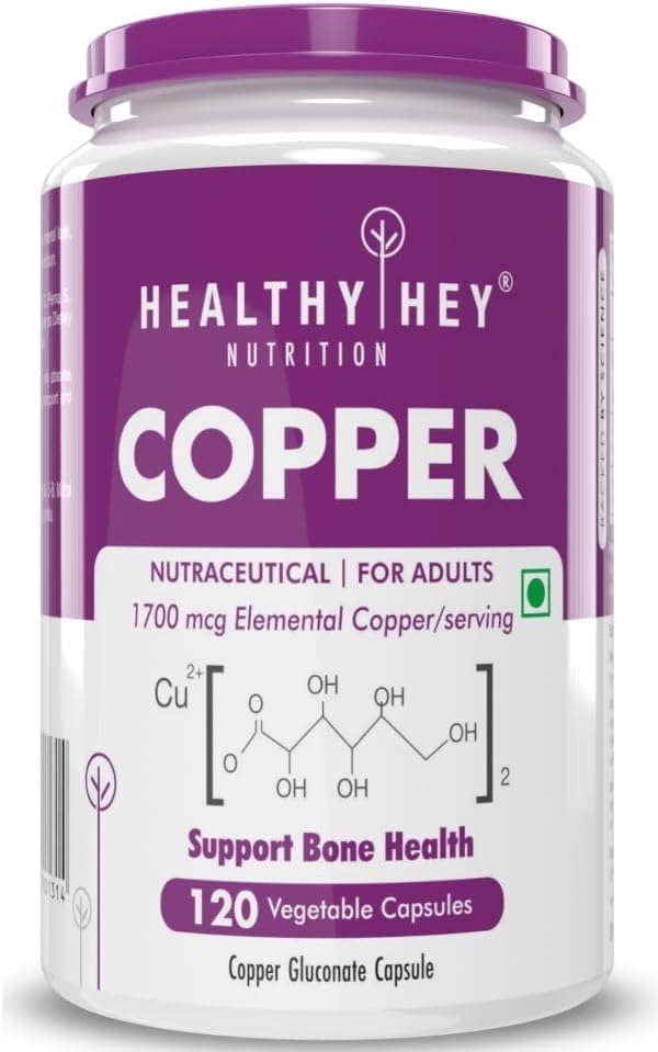 Nutrition Chelated Copper Gluconate - Highly Bioavailable Form - Non-GMO, Gluten Free -120 Veg. Capsules