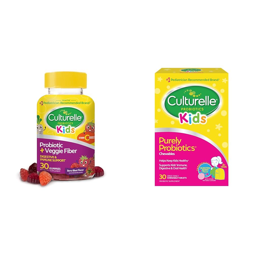 子供のためのCulturelleデイリープロバイオティック + Veggie Fiber Gummies(年齢3 +) - 30カウント&キッズ子供用Chewableデイリープロバイオティクス、年齢3 +、30カウント、#小児科医-おすすめ