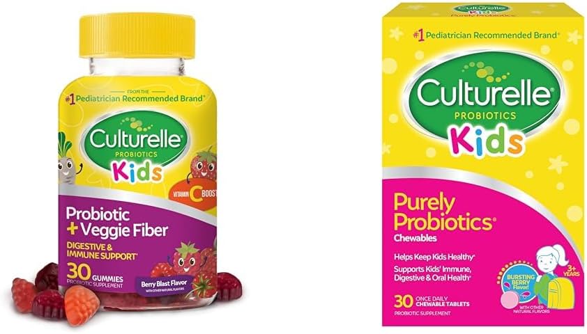 子供のためのCulturelleデイリープロバイオティック + Veggie Fiber Gummies(年齢3 +) - 30カウント&キッズ子供用Chewableデイリープロバイオティクス、年齢3 +、30カウント、#小児科医-おすすめ