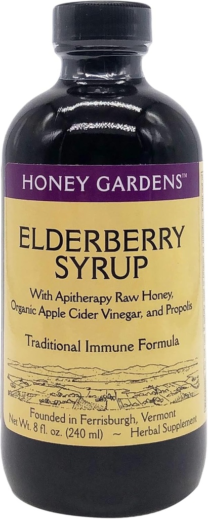 Honey Garden APIARIES Apitherapy Honey Elderberry Extract, 8 FZ