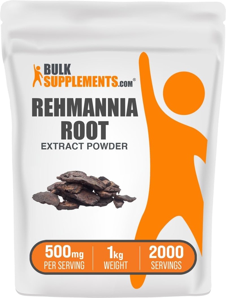BulkSupplements.com Rehmannia Root、ハーブサプリメントからRehmannia Extract Powder、Gluten Free、1kg(2.2 lbs)(パッケージ1)