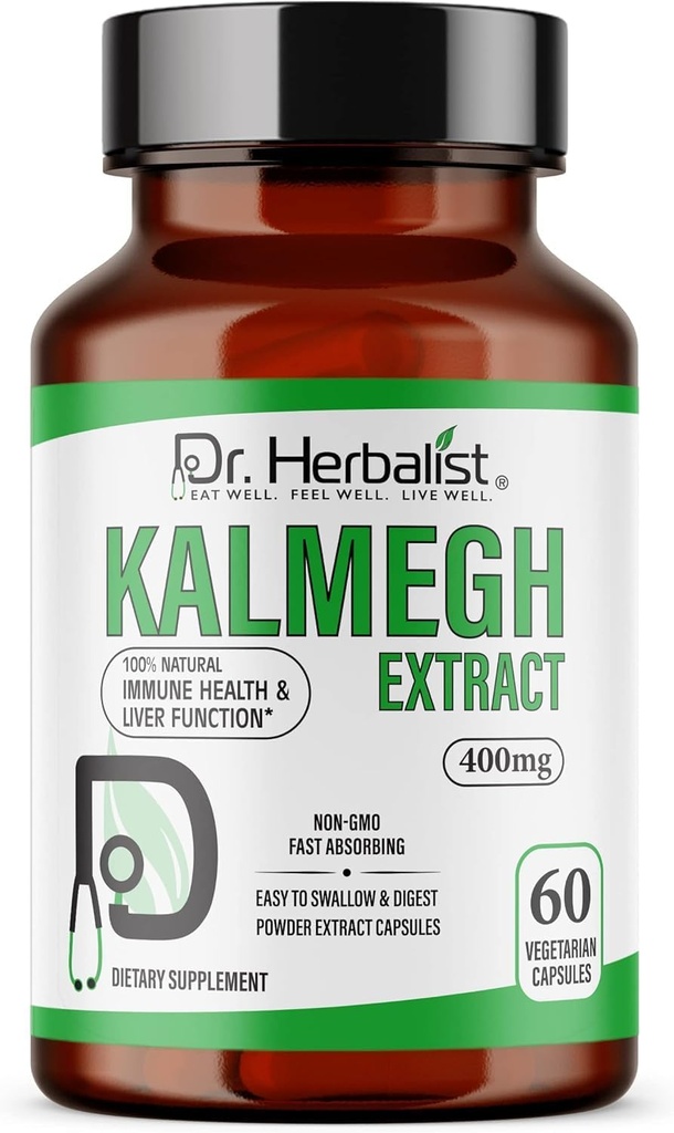 Dr. Herbalist Kalmegh Extract 400mg – 60 Vegan Capsules | 10:1 Andrographis Paniculata Extract = 4,000mg Raw Herb Equivalent | Premium Herbal Supplement | Plant-Based Daily Support