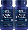 Life Extension N-Acetyl-L-Cysteine (NAC), Immune Response, Respiratory Health, Liver Health, NAC 600 mg, antioxidant Defense, Free radicals, Easy to Absorb - Two Pack x 60 Capsules