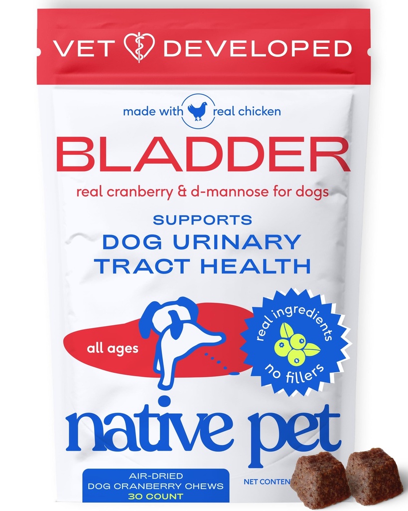 ネイティブペット犬UTI治療 - 犬の膀胱制御と腎臓のサポートのためのクランベリーサプリメント - 尿路感染症と尿失禁を防止 - 本物のクランベリーエキスで作られ - 30咀嚼