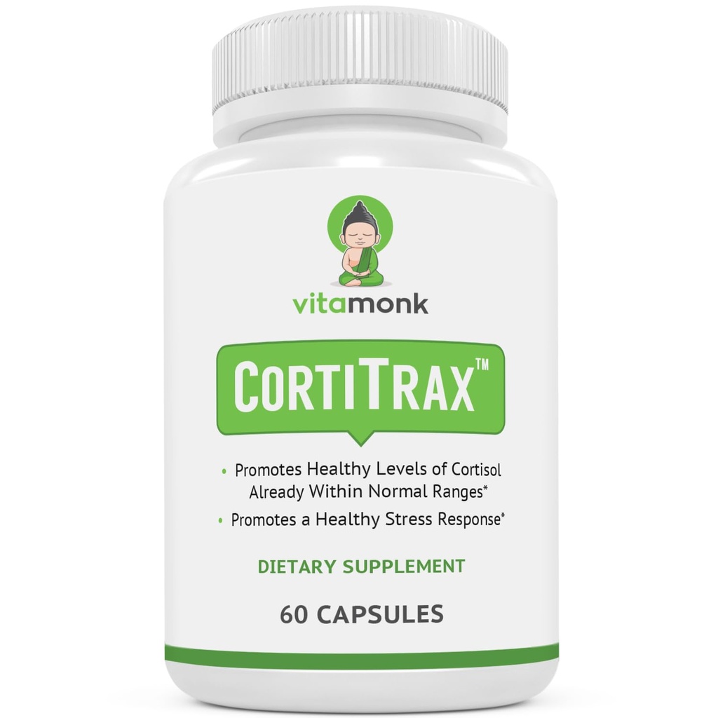 VitaMonk CortiTraxナチュラルコルチゾールブロッカー - 医師式コルチゾールマネージャ、コルチゾールサポート&コルチゾール減速機(通常範囲内) - 60カプセルコルチゾールサプリメント