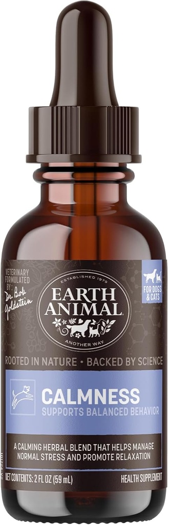地球動物Apothecaryの液体の補足-犬及び猫のためのカルムネスの草の救済 - 2つのflのoz