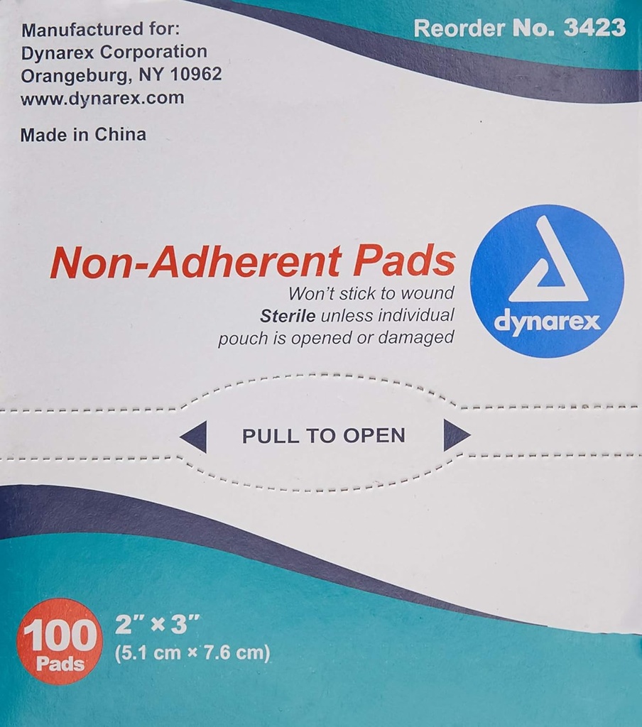 Dynarex の非高度のパッド、生殖不能、2x3、箱/100