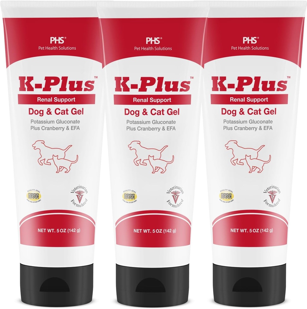 K-Plusカリウムグルコネートレンゲルプラスクランベリーと犬と猫のためのEPA - 獣医認定腎サプリメント - カリウムバランスをサポート(3パック)