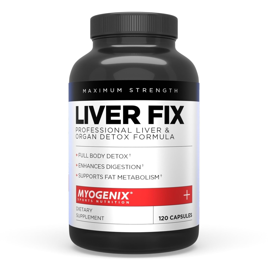 Myogenixの肝臓の修正 – プロの肝臓 & 臓器デトックス式 – 消化を強化 – 脂肪代謝をサポート – 簡単に飲み込む – 栄養補助食品 (120 カプセル)