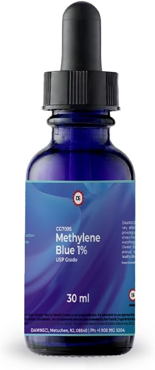 メチレンブルー 1% 30mL グラスドロップパーボトル |USP-Grade Methylthioninium Chloride Liquid | 脳機能と認知健康のため | ホルムアルデヒドなし