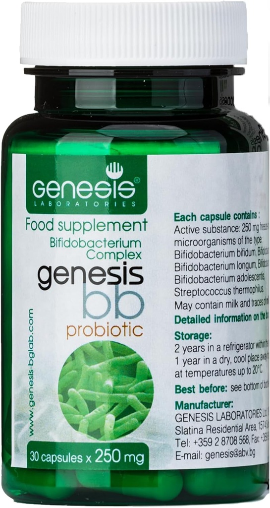Bifidobacterium spp. 250 mg 30カプセルのGenesisのLABORATORIESのプロバイオティック サプリメント 男性および女性のための消化の健康の反血のための免疫サポート ガットの健康のプロバイオティクス