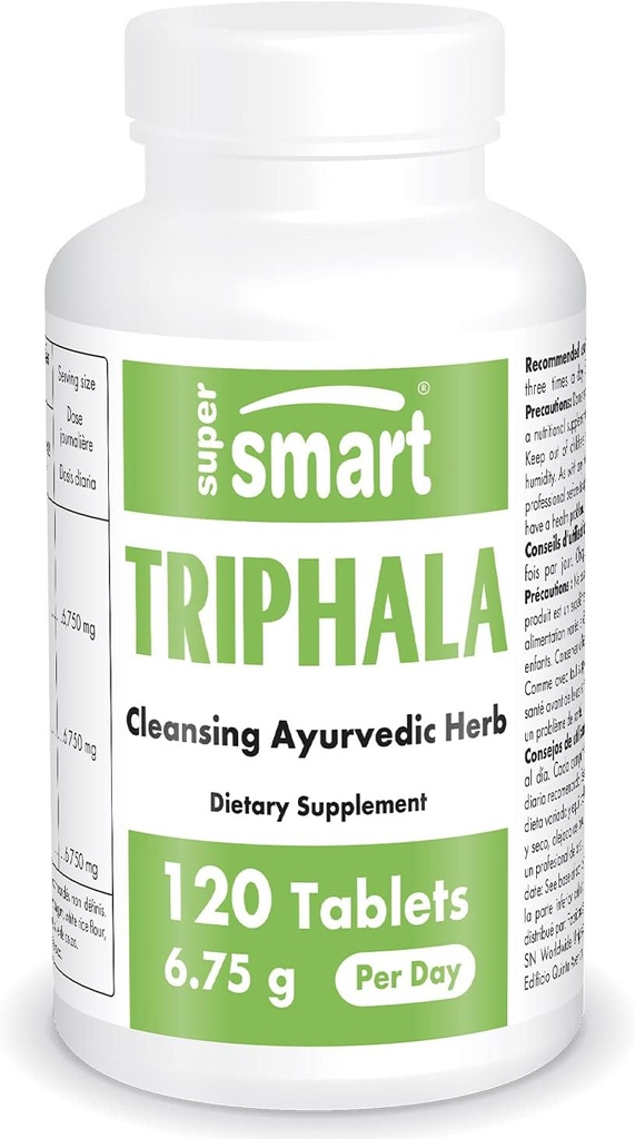 Supersmart - Triphala 6.75 g / サービング - Amla、Behada&Harada - 消化のための内部洗剤 - 天然デトックスサプリメント | 非GMO&グルテンフリー - 120 ベジタリアンカプセル