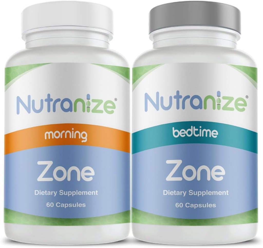 Nutranizeゾーンツインパックサプリメントシステム - 薬局 - マグネシウムグリセリン、ビタミンD3、K2 MK7、メチルフォレート、クロム、メラトニン - 30日の供給(120カウント)
