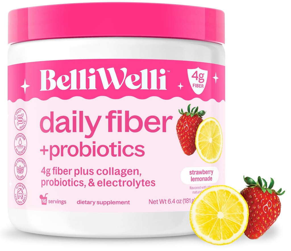 女性のためのBelli Welli繊維の補足&Menの加えられたコラーゲン、Electrolytes&Probiotics、Bloat無し、constipation&Gutの健康サポート(いちごLemonade)が付いている有機Acaciaからの優れた毎日の繊維の粉