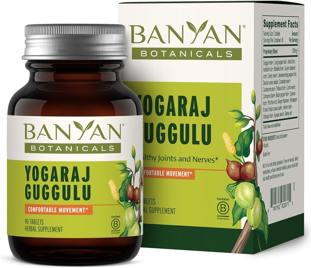 Banyan Botanicals Yogaraj Guggulu – オーガニックジョイントサポートサプリメント--SkeletalとNeuromuscular Systemsをサポートするためのアーユルヴェーダブレンド* – 90錠 – 非GMO, 持続的に供給, ビーガン