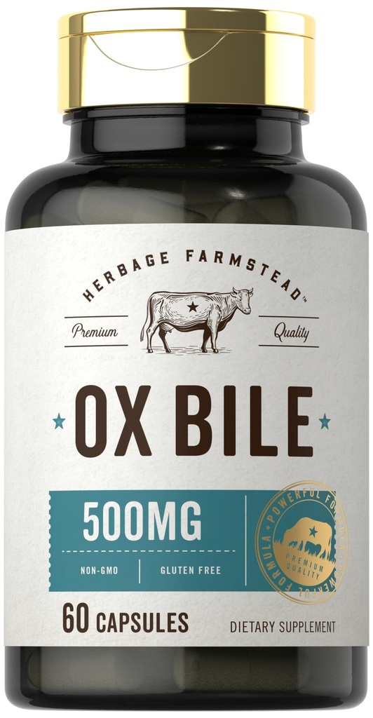 カルライルオキシビルサプリメント500mg | 60カプセル | 消化酵素 | 非GMO&グルテンフリー | ヘルベージファームステッド