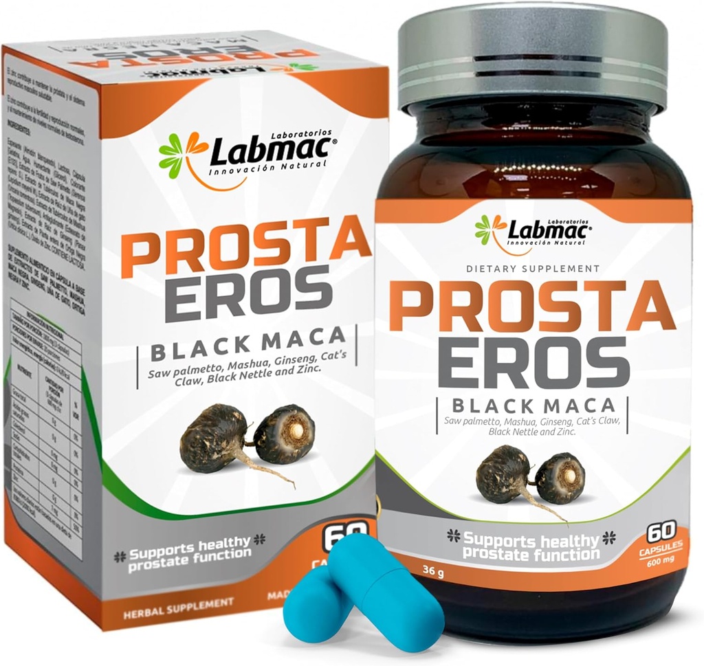 ProstaEros - 前立腺サポートサプリメント - 7天然成分 - ブラックマカ、見ました Palmetto、Mashua、猫の爪、Gingseg、黒イラクサ、亜鉛。 カプセル60カウント(パッケージ1)