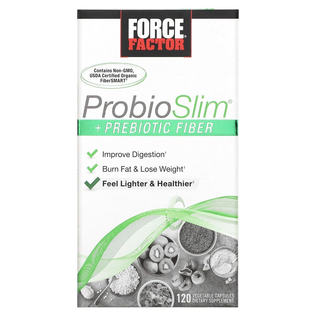 力率 ProbioSlim + 女性と男性のためのプレバイオティック繊維の減量の補足、緑茶のエキスおよびPsylliumのハブ繊維、120のカプセルが付いているプロバイオティックおよびプレバイオティックの消化器の健康サポート