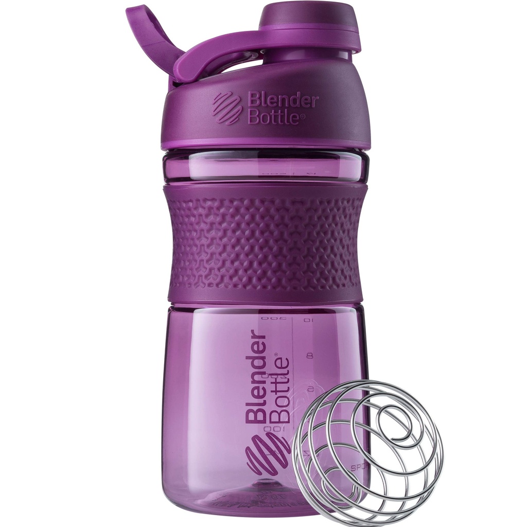 BlenderBottle 20-Ounce SportMixerのねじれの帽子のTritanのグリップのシェーカーのびん、海軍およびプラム