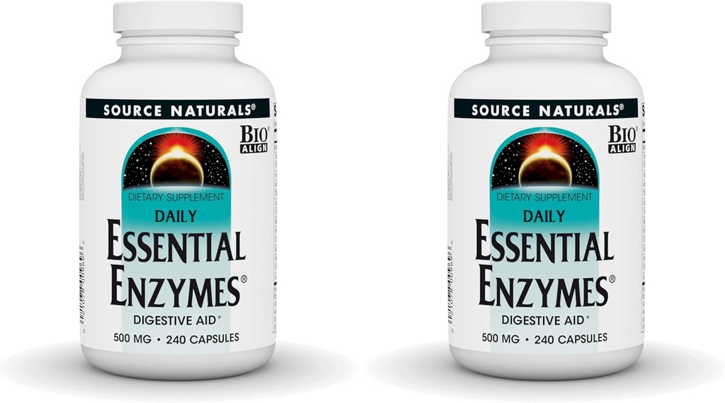 源のNaturalsの必須の酵素500mg生物一直線にされた複数の酵素の補足の草の防衛、ガス、便秘及び浮上の救助-サポート免疫システム- 240のカプセル(2のパック)