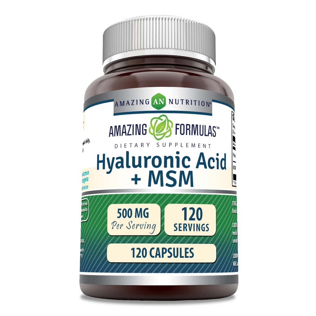 アメージングフォーミュラ ヒアルロン酸・MSMサプリメント | 500Mg | 120カプセル | ノンGMO | グルテンフリー | アメリカ製