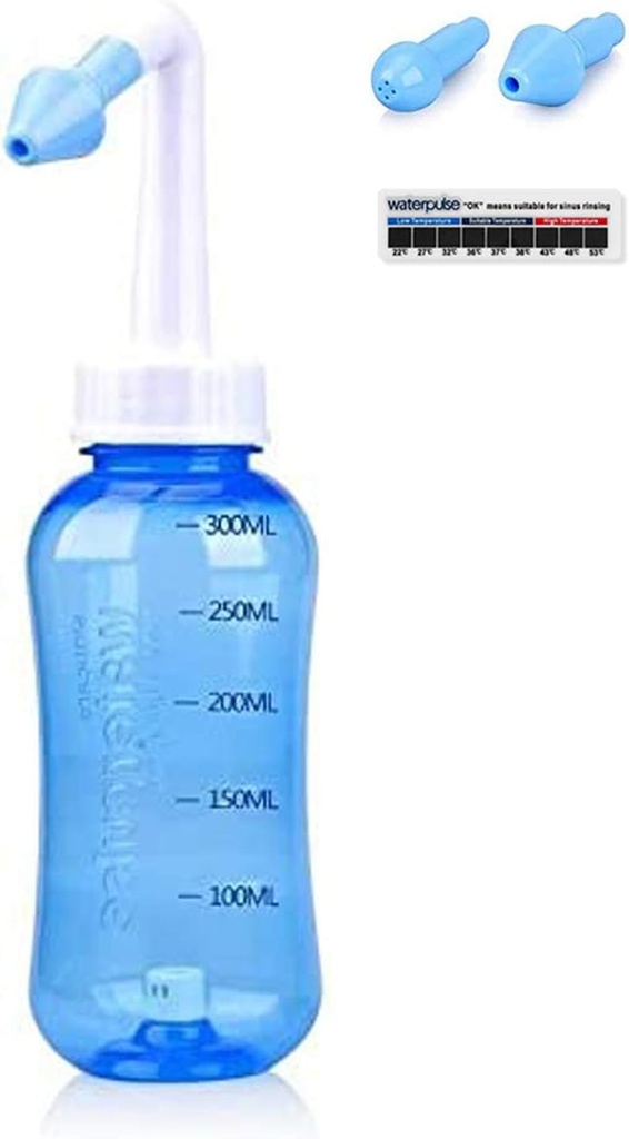 WaterpulseのNetiの鍋、Netiの鍋のSinusの洗面所、300mlのNetiの鍋のSinusは大人及び子供BPAのための温度計のステッカーが付いているキットを放します(300ml)