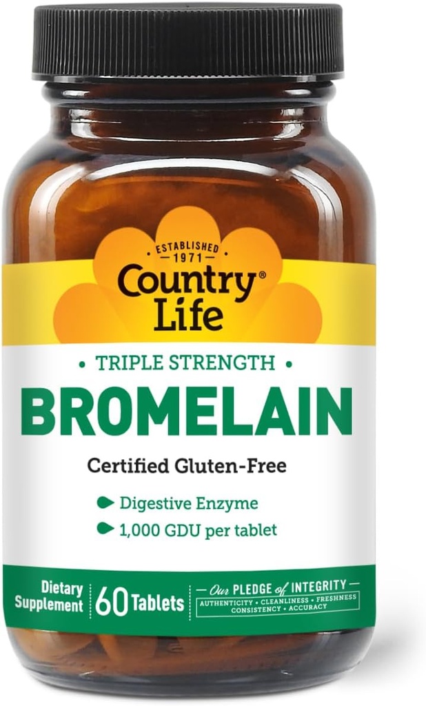 カントリーライフ - 天然Bromelain、500mg、60錠