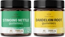 HERBAMAMA Stinginging Nettle と Dandelion Kit - バンドル オブ 7500 mg Stingingingingingettle Root & 2000 mg Dandelion Root Gummies - ビーガン, 非GMO, ゼラチンフリー - 2 パック