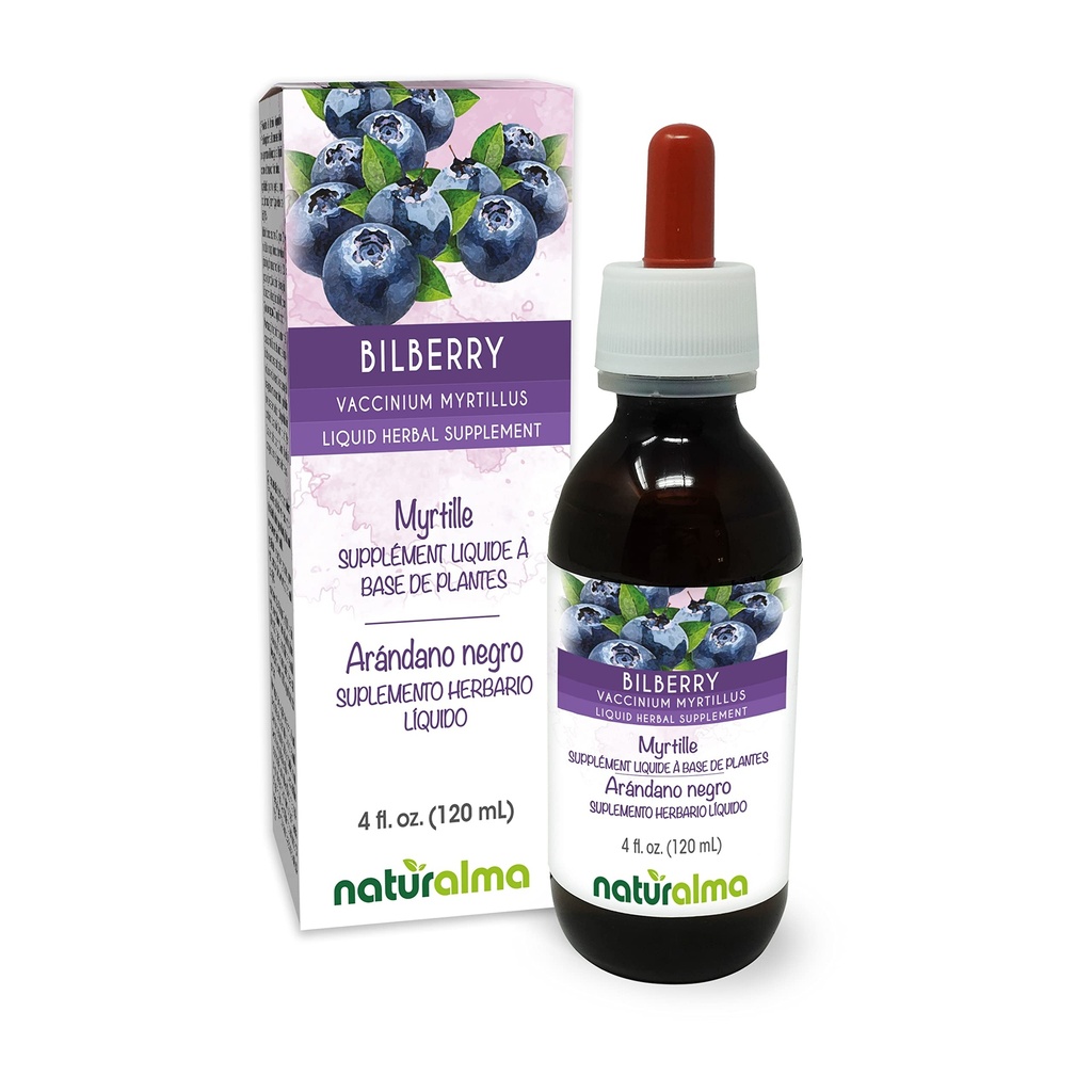 ナチュラルマ・ビルベリーまたはヨーロッパ・ブルーベリー(Vaccinium myrtillus)フルーツアルコールフリーのチンキ - 4 fl oz 液体抽出物 - ハーブサプリメント - ビーガン