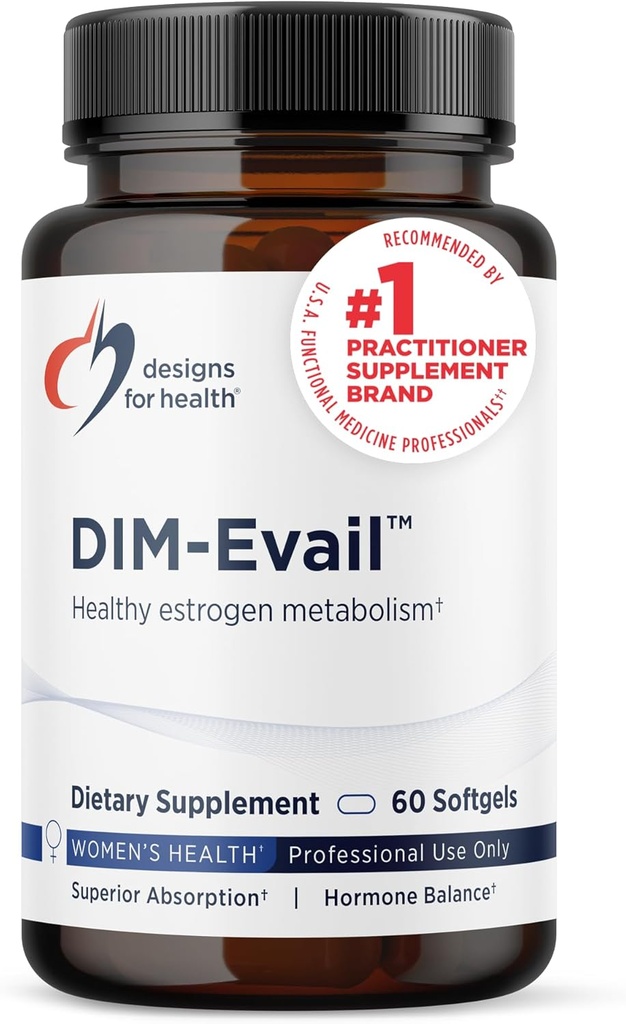 Designs for Health DIM-Evail - 100mg Diindolylmethane Supplement - Enhanced Absorption Technology DIM Supplement - May Support Healthy Estrogen Metabolism - Gluten Free + Non-GMO (60 Softgels)