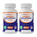 ヴィタマチック2パック高効力メラトニン20mg - 60高速解体タブレットトータル高速機能睡眠サポート - ナチュラルベリー味 | ベジタリアン