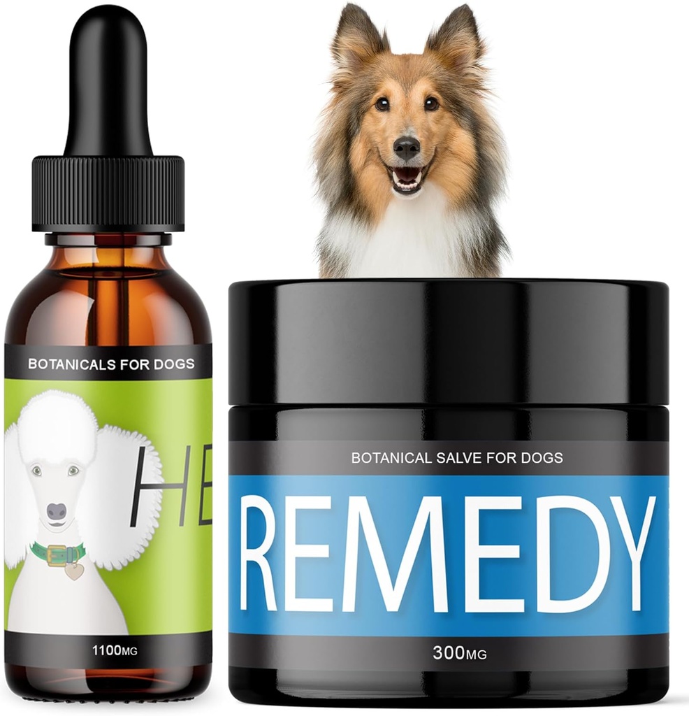 HEAL&Remedyバンドル - 犬用麻油 チャレンジング条件+セルラーウェルネス&スキンヘルスサーブ - 神経・快適サポート - 100%ナチュラル犬用ウェルネス用品
