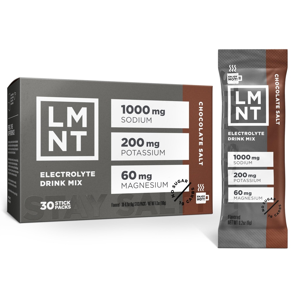 ドリンク LMNT ゼロシュガー ホットチョコレート、コーヒーミキサー - チョコレートソルト | ドリンクミックス | 30カウント