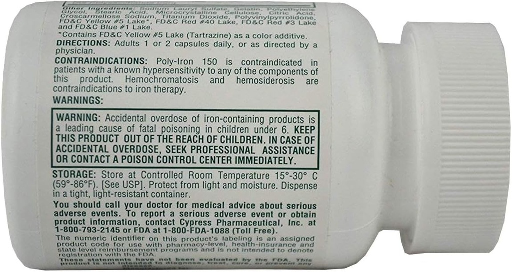 ポリイロン 150 カプセルは Niferex 150、100 ea と比較します