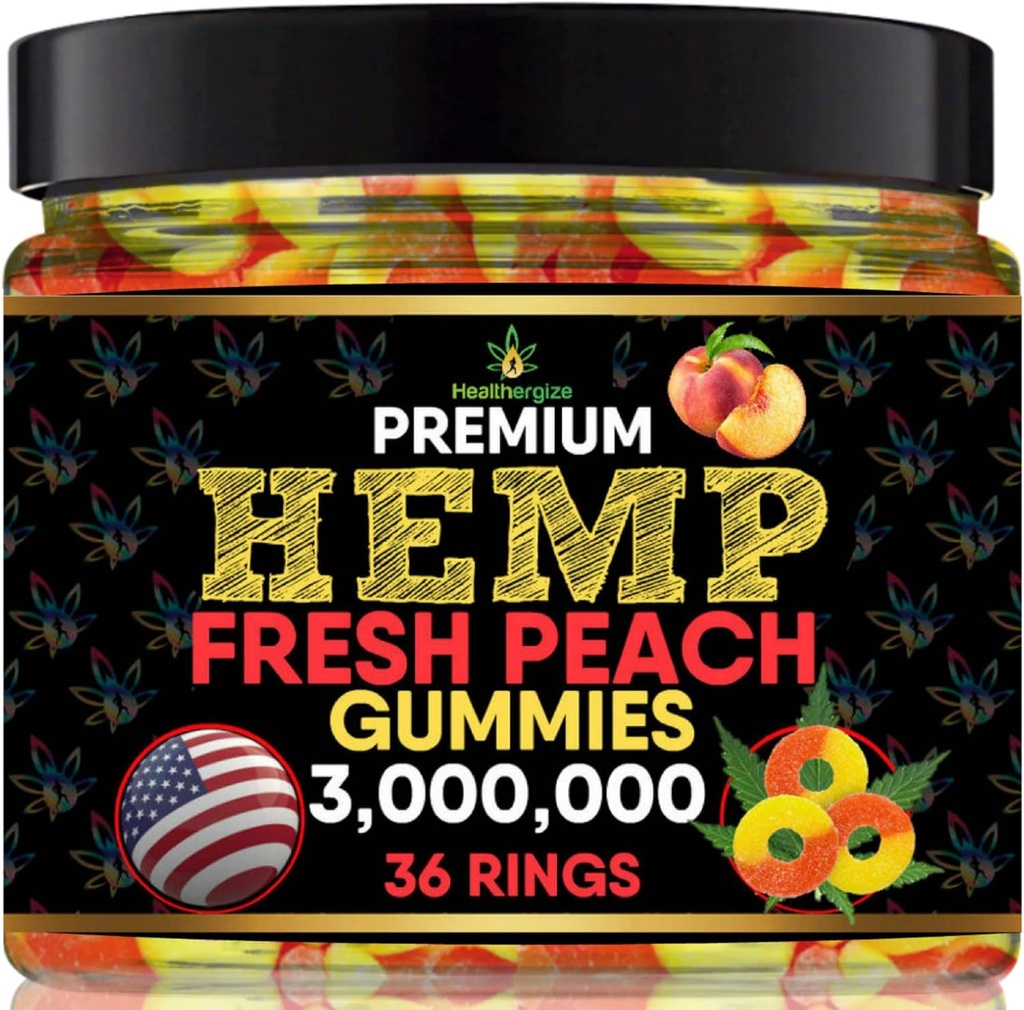 Hemp Gummies-Premium Peach Rings-FreshとフルフレーバーGummy Bear Edibles-Natural Hemp Oil-Health Routine and Discomfort-Made in USA   ミネソタ日米協会