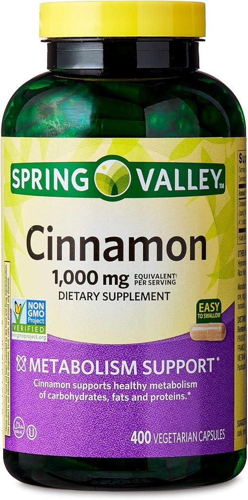 春の谷シナモンサプリメント、1000mg、400カウント - シナモンサプリメント、シナモンカプセル、シナモン(パッケージ1)