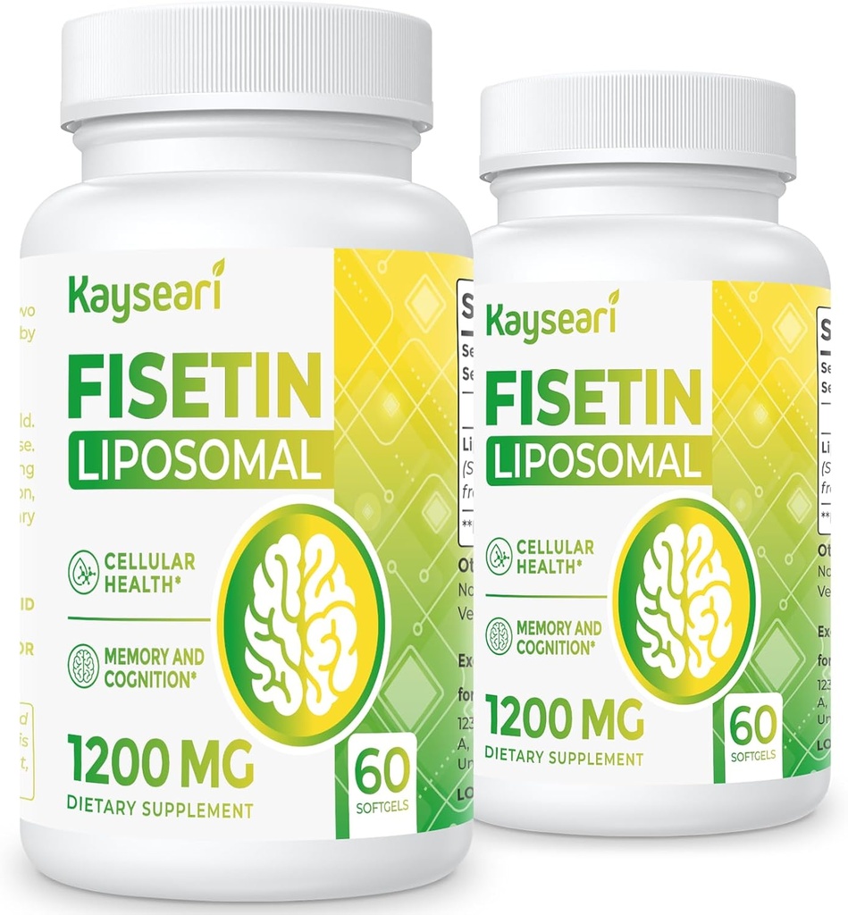 Fisetin 1200mg Liposomal Fisetinは98%の純粋なFisetinのポリフェノールの酸化防止剤の免疫の健康の老化の認知サポート非GMO 120のカプセルを補います