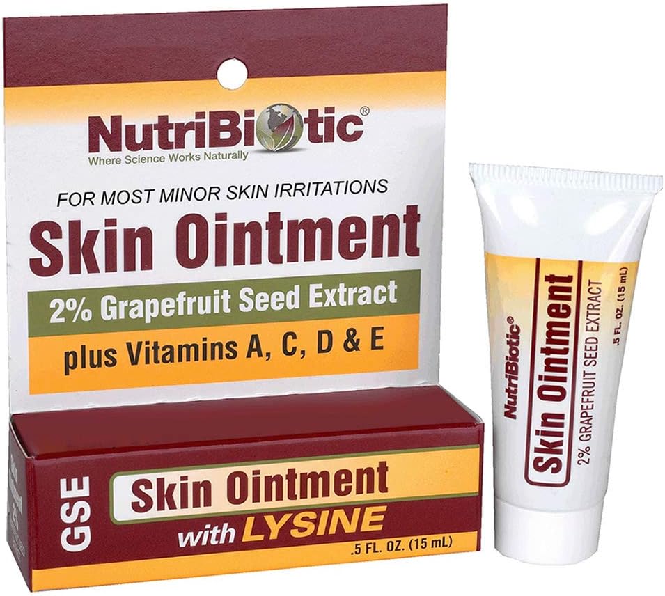 NutriBiotic – 皮膚軟膏 .5 Fl Oz | GSE、リジン、ベスワックス、エキナセア、ゴールデンシール、ビタミンE&その他 | マイナースキンのイリテーションとヘルシーティッシュをサポートするために | グルテンフリーで作られた & GMO