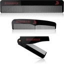 ボスマンアセテートベアード、マスタッシュ、ヘアコンブセット3 - 最小限の磁気ボックス(7.5インチ、5インチ、3.5インチ)の男性用コンブ - 特徴 丸みのある歯、両面歯、および折り畳み式の設計
