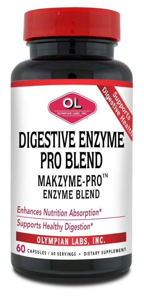 Olympian ラボ消化 Makzyme-Pro 酵素, 60 カプセル, 分解蛋白質, 炭水化物, 脂肪, オイル & ミルク, 60 サービング