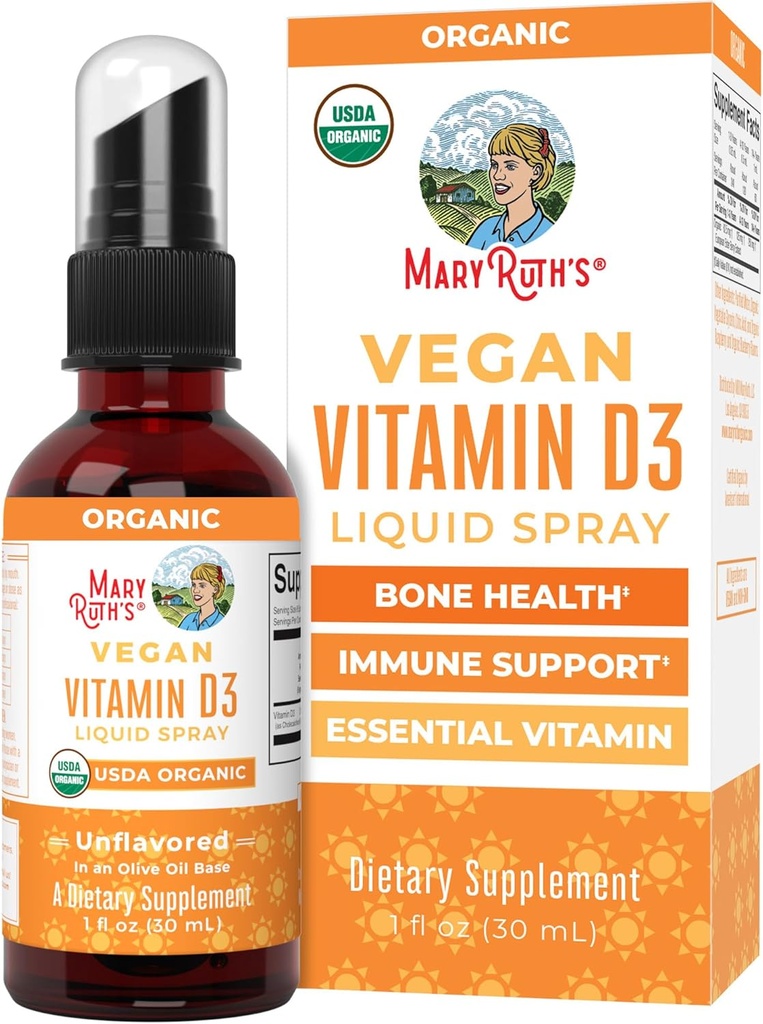 メリールスオーガニックビタミンD USDA オーガニック | VIT D3 液体 | 砂糖無料 | 液体VIT D スプレー 免疫サポート | 骨の健康 | ヴィーガン | グルテンフリー | GMO | 30 食