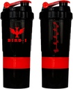 BIRD-Iの体育館の蛋白質のシェーカー、3イン-1、500ml/16.9oz、BPAフリーの金属のミキサー。(赤)、JT4101
