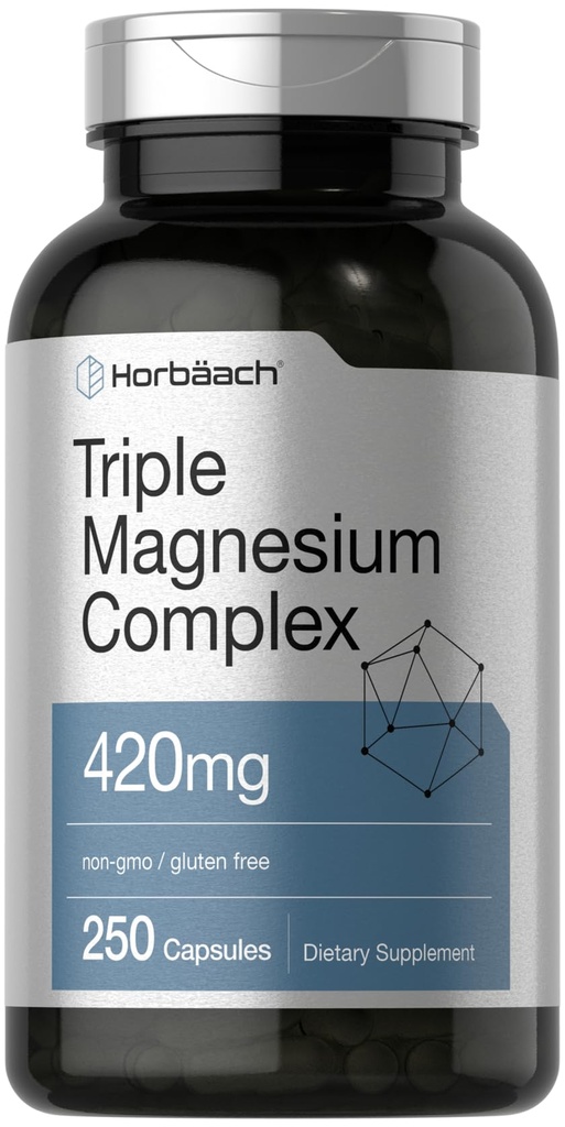 ホルバハチ トリプルマグネシウムコンプレックス | 420mg | 250カプセル | 非GMO・グルテンフリーフォーミュラ | マグネシウム酸化物・クエン酸塩・サプリメント