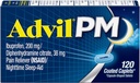 Advil PM (120の計算) 痛みのReliever/Nighttimeの睡眠の援助の上塗を施してあるカプレット、200mg Ibuprofen、38mg Diphenhydramine (パッケージ2)