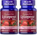Puritan's Pride Lycopene, 前立腺と心の健康サポートのためのサプリメント* 10 Mg Softgels, 100 カウント (パッケージ 2)