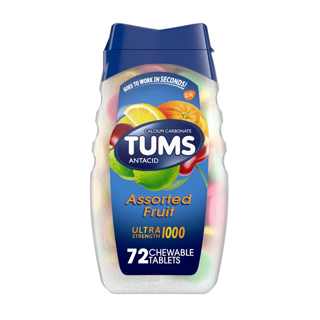 TUMSの咀嚼可能な心拍手救助および酸の消化の救助のための超強さのAntacidのタブレット、分類されたフルーツ- 72の計算