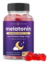 大人のためのNuttraChampsのMelatoninのガミー、余分強さの睡眠の援助のビタミン、5mgか10mgの線量、よりよい睡眠のためのビーガン自然ないちごの味の補足、健康な睡眠周期、60のガミー