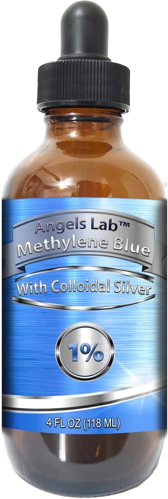 新しいメチレンブルー1% Wtihコロイドシルバーエンジェルラボ |USP-Grade Methylthioninium Chloride Liquid | 脳機能と認知健康のための高純度のサプリメント |4 oz ガラスドロッパーボトル...