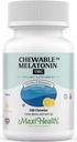 Maxi Health Chewable Melatonin, Kosher Lemon Flavor, Melatonin for Adults & Kids, Natural Aid for Adults & Children, Melatonin Chewables Alternative to Melatonin Gummies Kids Dose, (100 Count)