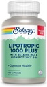 SOLARAY Lipotropic 1000 Plus with Betaine HCl & High Potency B-6, 健康な消化, エネルギー, 脂肪代謝サポート, 脂肪代謝コンプレックスプラスアロエベラ, 60 日保証, 30 サービング, 180 カプセル